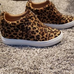 Leopard Wedge Sneakers